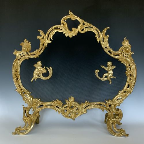 french ormolu fire screen louis xv style - CATEGORY: ANTIQUE FIREPLACES - DATED 1910