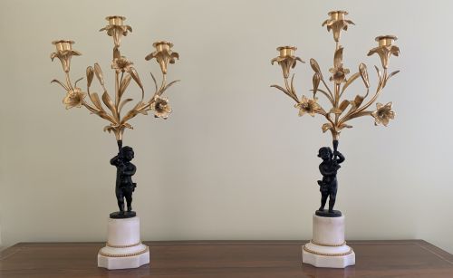 NAPOLEON III ORMOLU BRONZE CANDELABRA IN LOUIS XVI STYLE - ADDITIONAL PHOTO 1