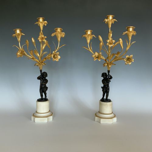NAPOLEON III ORMOLU BRONZE CANDELABRA IN LOUIS XVI STYLE - ADDITIONAL PHOTO 2