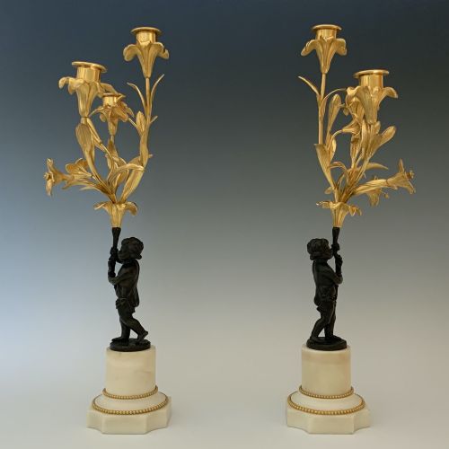 NAPOLEON III ORMOLU BRONZE CANDELABRA IN LOUIS XVI STYLE - ADDITIONAL PHOTO 3
