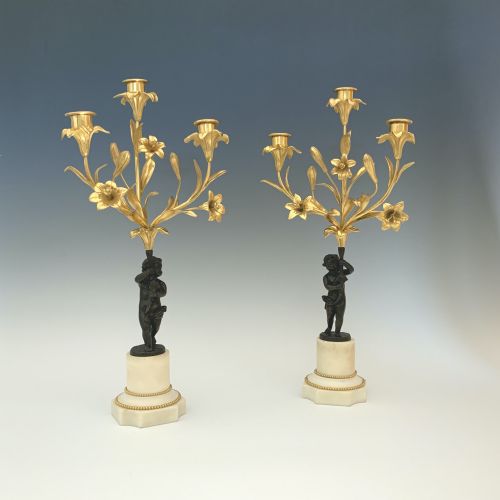 NAPOLEON III ORMOLU BRONZE CANDELABRA IN LOUIS XVI STYLE - ADDITIONAL PHOTO 4
