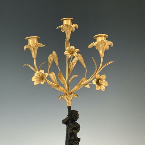 NAPOLEON III ORMOLU BRONZE CANDELABRA IN LOUIS XVI STYLE - ADDITIONAL PHOTO 6