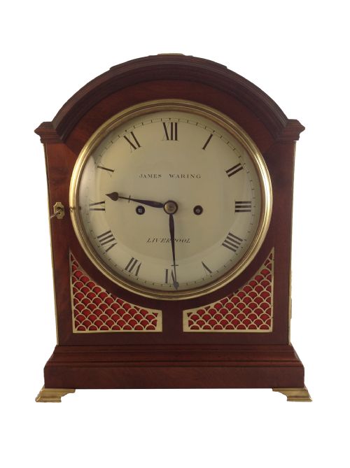 james waring liverpool mahogany bracket clock - CATEGORY: ANTIQUE CLOCKS - DATED 19TH CENTURY