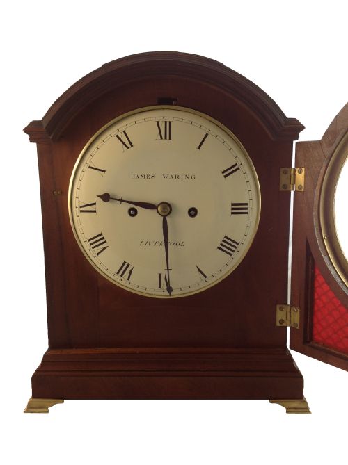 JAMES WARING LIVERPOOL MAHOGANY BRACKET CLOCK - ADDITIONAL PHOTO 2