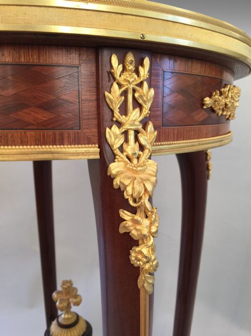 LOUIS XV STYLE KINGWOOD MARBLE TOPPED TABLE AMBULANTE BY FRANCOIS LINKE - ADDITIONAL PHOTO 1
