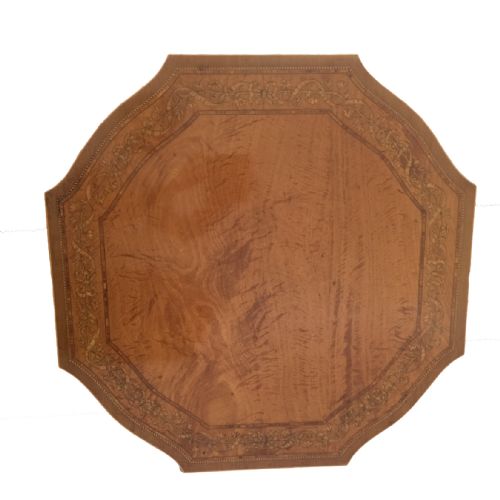 LATE VICTORIAN ANTIQUE SATINWOOD MARQUETRY INLAID OCTAGONAL CENTRESIDE TABLE - ADDITIONAL PHOTO 1