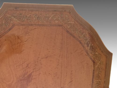 LATE VICTORIAN ANTIQUE SATINWOOD MARQUETRY INLAID OCTAGONAL CENTRESIDE TABLE - ADDITIONAL PHOTO 4