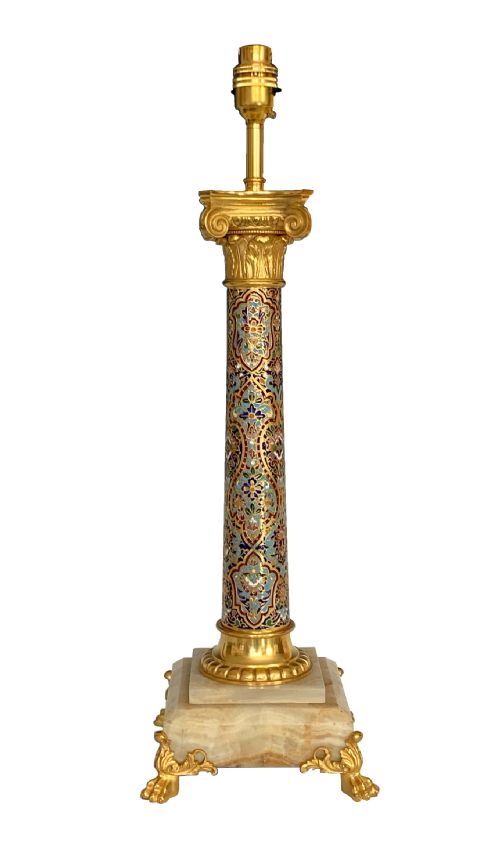 antique ormolu champleve table lamp - CATEGORY: ANTIQUE LIGHTING - DATED 1880