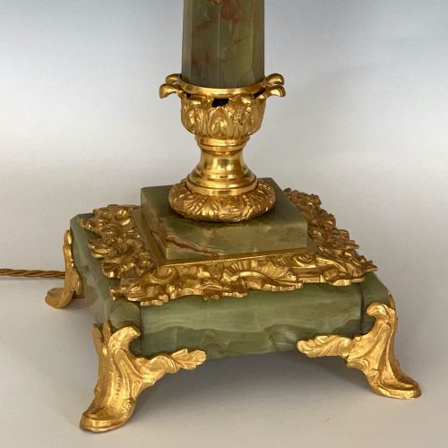 ANTIQUE ORMOLU ONYX TABLE LAMP - ADDITIONAL PHOTO 1