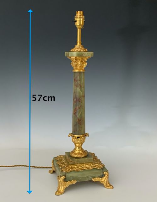 ANTIQUE ORMOLU ONYX TABLE LAMP - ADDITIONAL PHOTO 2