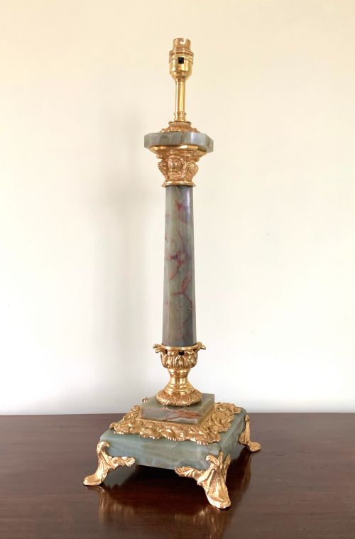 ANTIQUE ORMOLU ONYX TABLE LAMP - ADDITIONAL PHOTO 3