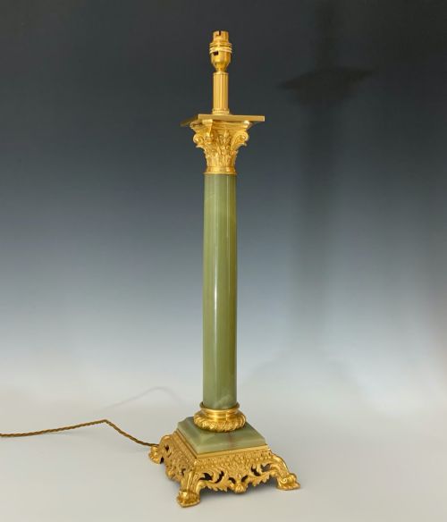 antique ormolu onyx table lamp - CATEGORY: ANTIQUE LIGHTING - DATED 1900
