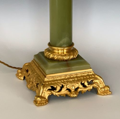 ANTIQUE ORMOLU ONYX TABLE LAMP - ADDITIONAL PHOTO 2
