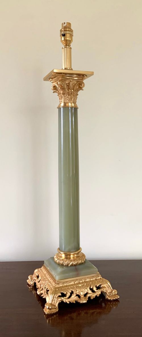 ANTIQUE ORMOLU ONYX TABLE LAMP - ADDITIONAL PHOTO 4