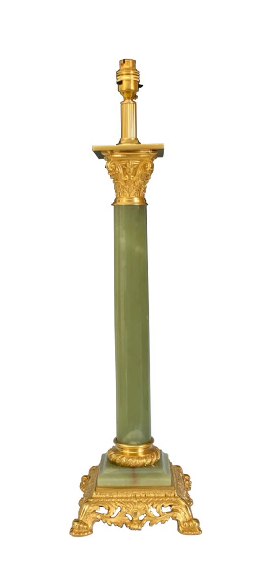 ANTIQUE ORMOLU ONYX TABLE LAMP - ADDITIONAL PHOTO 5