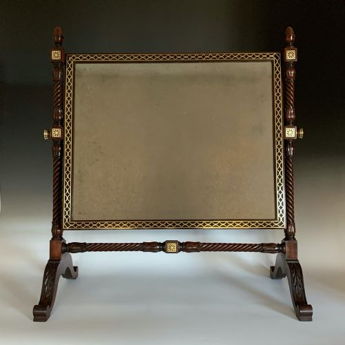 antique george iv brass inlaid dressing table mirror - CATEGORY: ANTIQUE MIRRORS - DATED REGENCY
