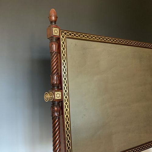 ANTIQUE GEORGE IV BRASS INLAID DRESSING TABLE MIRROR - ADDITIONAL PHOTO 2
