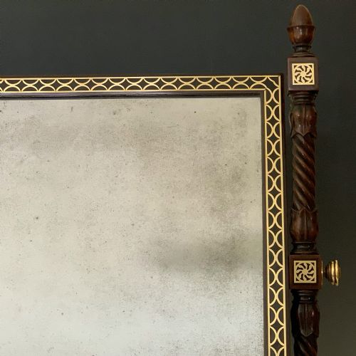 ANTIQUE GEORGE IV BRASS INLAID DRESSING TABLE MIRROR - ADDITIONAL PHOTO 3