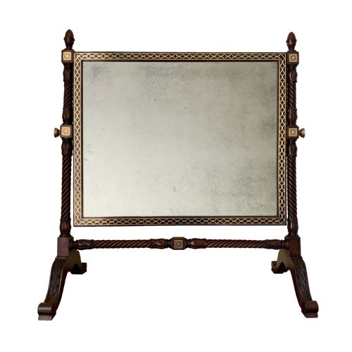 ANTIQUE GEORGE IV BRASS INLAID DRESSING TABLE MIRROR - ADDITIONAL PHOTO 7