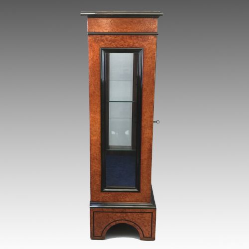 ANTIQUE VICTORIAN AMBOYNA MARQUETRY PIER DISPLAY CABINET - ADDITIONAL PHOTO 4