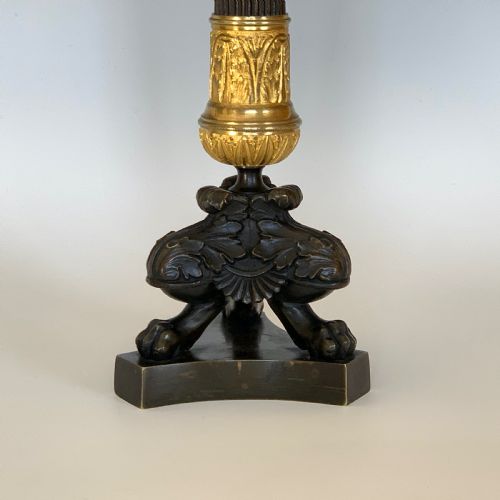 CHARLES X FRENCH ORMOLU PATINATED BRONZE CANDLESTICKS - ADDITIONAL PHOTO 2