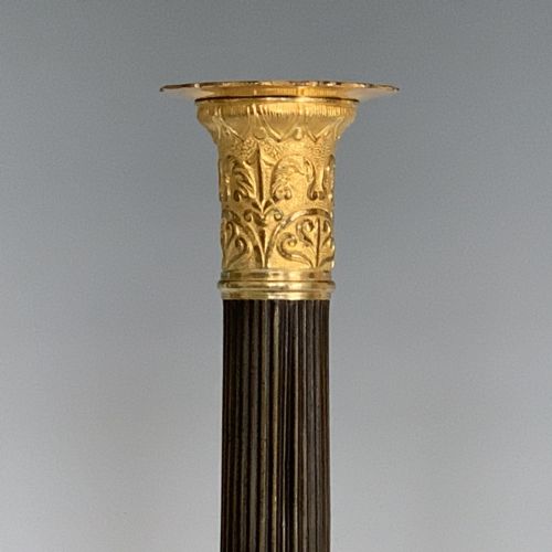 CHARLES X FRENCH ORMOLU PATINATED BRONZE CANDLESTICKS - ADDITIONAL PHOTO 1