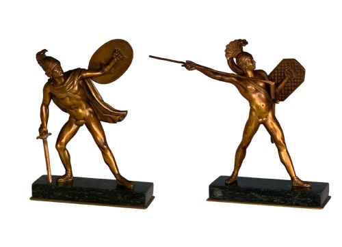 pair of antique italian bronze figures of romulus titus tatius in the grand tour style - CATEGORY: ANTIQUE METAL - DATED 1890