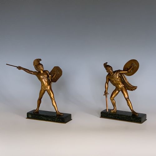 PAIR OF ANTIQUE ITALIAN BRONZE FIGURES OF ROMULUS TITUS TATIUS IN THE GRAND TOUR STYLE - ADDITIONAL PHOTO 1