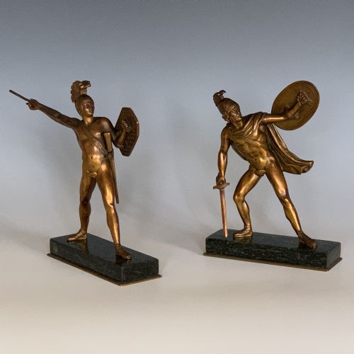PAIR OF ANTIQUE ITALIAN BRONZE FIGURES OF ROMULUS TITUS TATIUS IN THE GRAND TOUR STYLE - ADDITIONAL PHOTO 4
