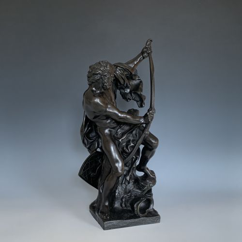 ANTIQUE FRENCH BRONZE ULYSSES BENDING HIS BOW - ADDITIONAL PHOTO 4