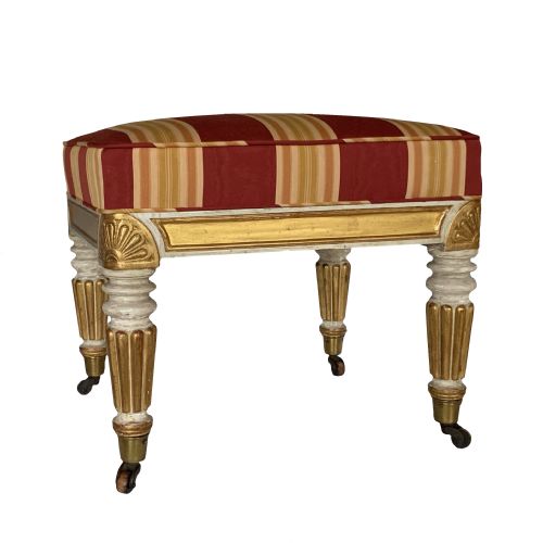 antique george iv giltwood parcel painted stool - CATEGORY: ANTIQUE STOOLS - DATED GEORGIAN