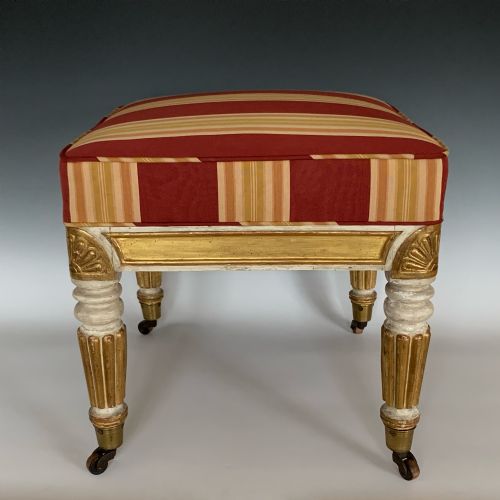 ANTIQUE GEORGE IV GILTWOOD PARCEL PAINTED STOOL - ADDITIONAL PHOTO 3