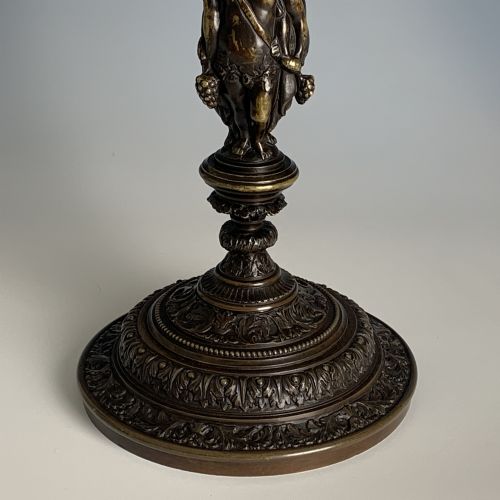 19TH CENTURY FRENCH PAIR OF BRONZE CANDLESTICKS BY HENRI PICARD - ADDITIONAL PHOTO 3
