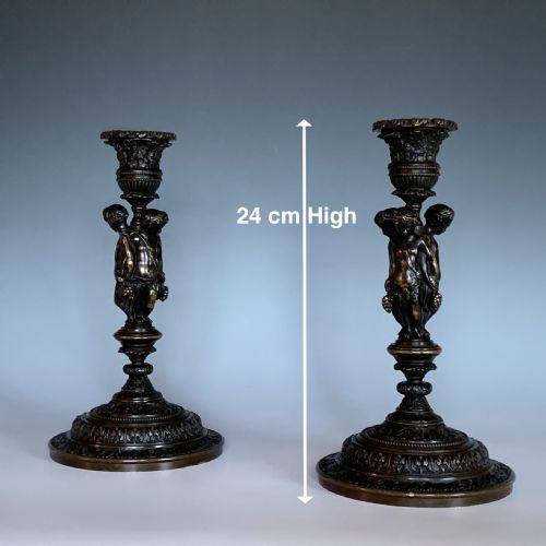 19TH CENTURY FRENCH PAIR OF BRONZE CANDLESTICKS BY HENRI PICARD - ADDITIONAL PHOTO 5