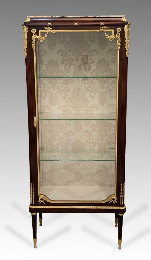 french belle epoque louis xvi style mahogany ormolu vitrine - CATEGORY: ANTIQUE CABINETS - DATED 1890