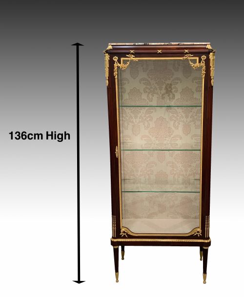 FRENCH BELLE EPOQUE LOUIS XVI STYLE MAHOGANY ORMOLU VITRINE - ADDITIONAL PHOTO 6