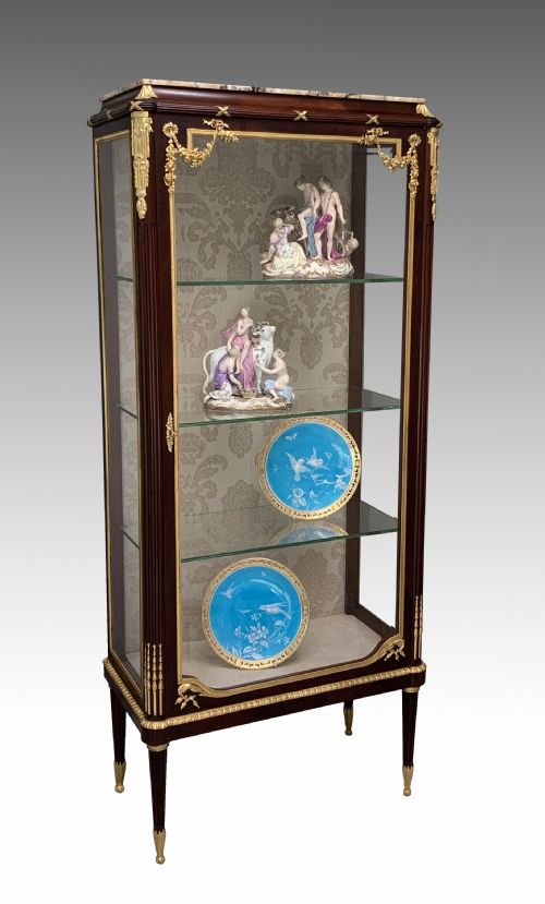FRENCH BELLE EPOQUE LOUIS XVI STYLE MAHOGANY ORMOLU VITRINE - ADDITIONAL PHOTO 1