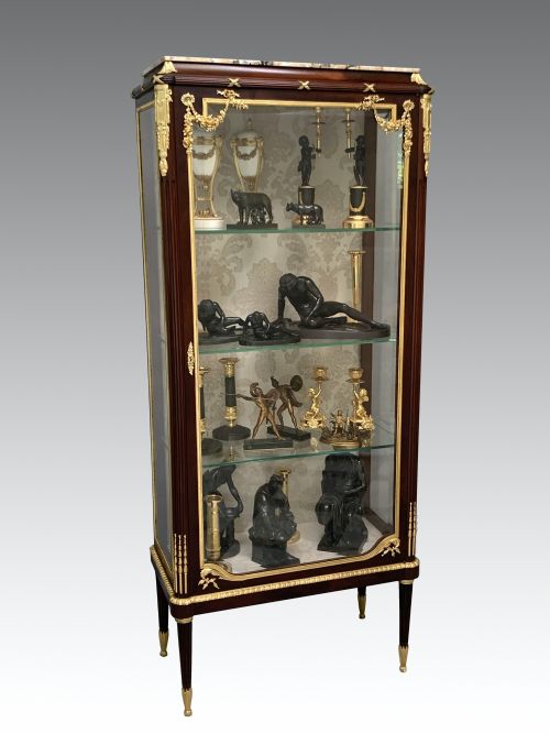 FRENCH BELLE EPOQUE LOUIS XVI STYLE MAHOGANY ORMOLU VITRINE - ADDITIONAL PHOTO 5