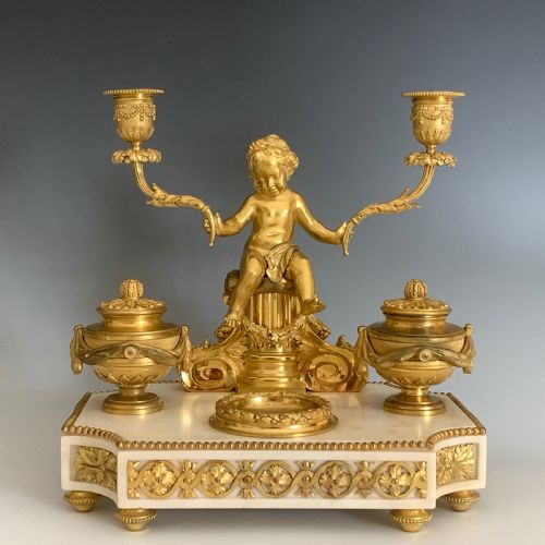 ANTIQUE FRENCH LOUIS XVI STYLE ORMOLU ENCRIER BY BLAISE MILLET - ADDITIONAL PHOTO 1