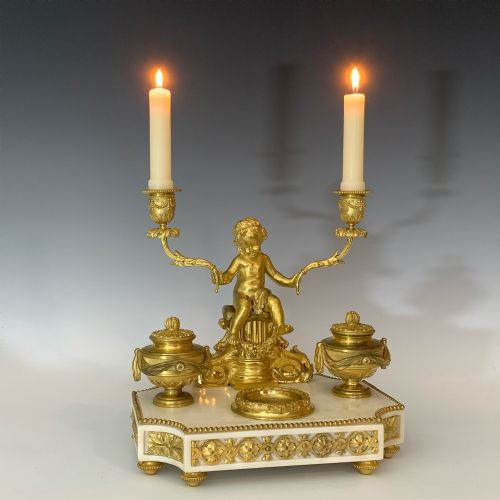 ANTIQUE FRENCH LOUIS XVI STYLE ORMOLU ENCRIER BY BLAISE MILLET - ADDITIONAL PHOTO 4
