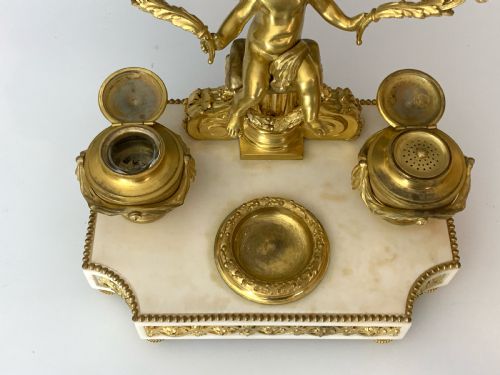 ANTIQUE FRENCH LOUIS XVI STYLE ORMOLU ENCRIER BY BLAISE MILLET - ADDITIONAL PHOTO 6