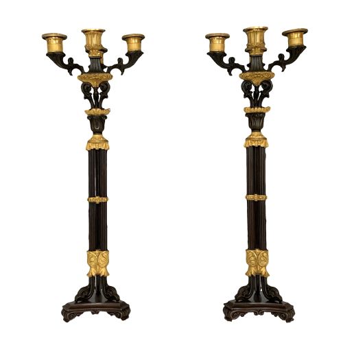 antique french empire ormolu bronze candelabra - CATEGORY: ANTIQUE LIGHTING - DATED 19TH CENTURY