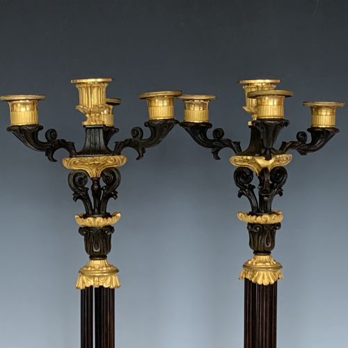 ANTIQUE FRENCH EMPIRE ORMOLU BRONZE CANDELABRA - ADDITIONAL PHOTO 2