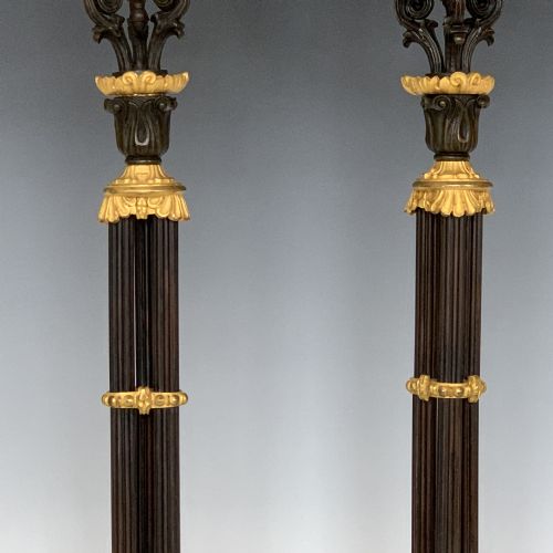 ANTIQUE FRENCH EMPIRE ORMOLU BRONZE CANDELABRA - ADDITIONAL PHOTO 3