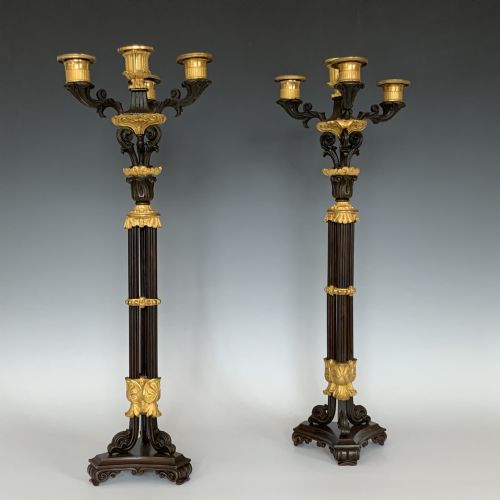 ANTIQUE FRENCH EMPIRE ORMOLU BRONZE CANDELABRA - ADDITIONAL PHOTO 5