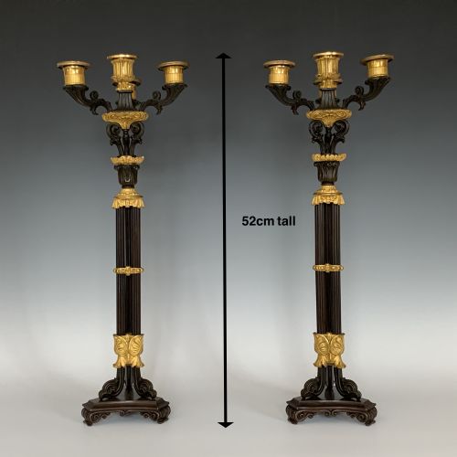 ANTIQUE FRENCH EMPIRE ORMOLU BRONZE CANDELABRA - ADDITIONAL PHOTO 6
