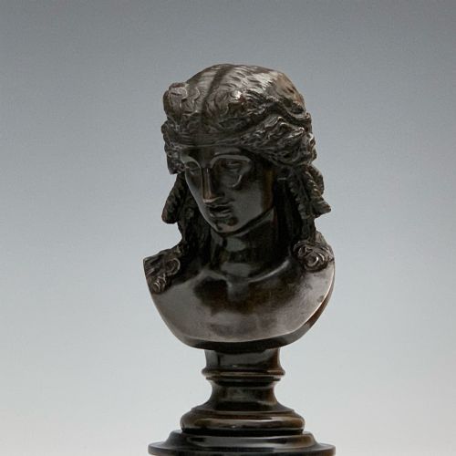 ANTIQUE FRENCH GRAND TOUR PAIR BRONZE BUSTS APOLLO BACCHUS - ADDITIONAL PHOTO 2