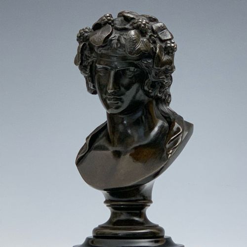 ANTIQUE FRENCH GRAND TOUR PAIR BRONZE BUSTS APOLLO BACCHUS - ADDITIONAL PHOTO 3