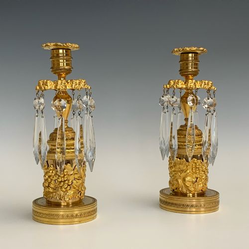 PAIR OF VICTORIAN LUSTRE CANDLESTICKS IN THE REGENCY TASTE - ADDITIONAL PHOTO 1
