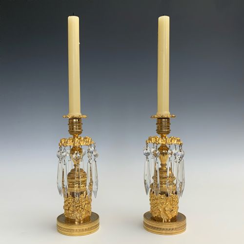 PAIR OF VICTORIAN LUSTRE CANDLESTICKS IN THE REGENCY TASTE - ADDITIONAL PHOTO 2